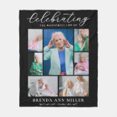 Elegante Fotocollage Gedenkfeier Beerdigung Tribut Fleecedecke (Vorderseite)