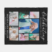 Elegante Fotocollage Gedenkfeier Beerdigung Tribut Fleecedecke (Vorderseite (Horizontal))