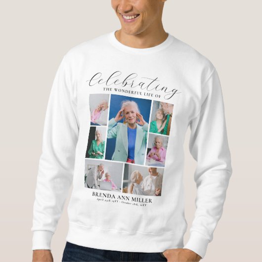 Elegante Fotocollage Gedenkfeier Beerdigung Tribut Sweatshirt (Vorderseite)