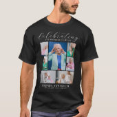 Elegante Fotocollage Gedenkfeier Beerdigung Tribut T-Shirt (Vorderseite)