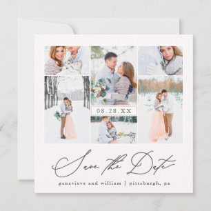 Elegante Fotocollage Kalligrafie Save-the-Date Save The Date