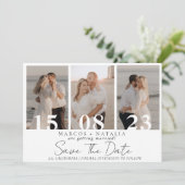 Elegante Fotocollage Save the Date Hochzeit Einladung (Stehend Vorderseite)