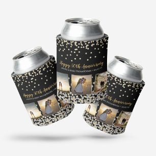 Elegante Fotocollage Silber Gold 50. Hochzeitstag Dosenkühler