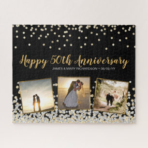 Elegante Fotocollage Silber Gold 50. Jubiläum Puzzle