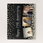 Elegante FotoCollage Silver Gold 25 Jahre Puzzle (Vertikal)