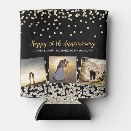 Elegante FotoCollage Silver Gold 50 Jahre Jubiläum Dosenkühler (Vorderseite)