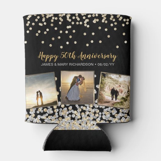 Elegante FotoCollage Silver Gold 50 Jahre Jubiläum Dosenkühler (Rückseite)