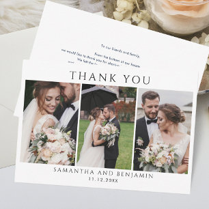 Elegante Fotocollage zum Hochzeitstag - Danke Mitteilungskarte