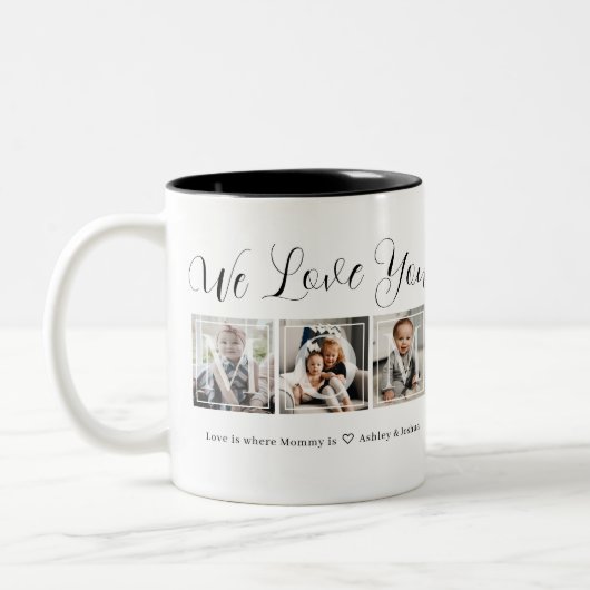 Elegante FotoCollage Zweifarbige Tasse (Links)