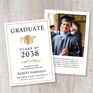 Elegante Fotografie-Gold-Schrift Hochschulabschlus Ankündigung