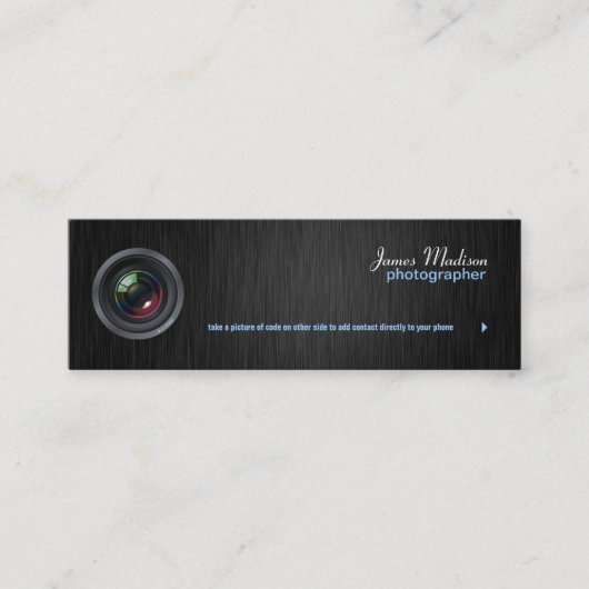 Elegante Fotografy Business Card mit QR Code Mini Visitenkarte (Vorderseite)