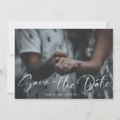 Elegante Fotohochzeitsschrift Save The Date (Vorderseite)
