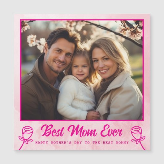 Elegante Fotokarte zum Muttertag mit Wasserfarben- Magnetkarte (Vorderseite)