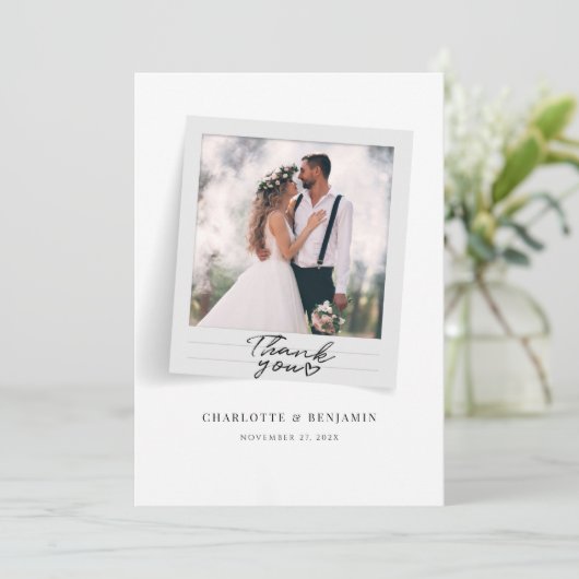 Elegante Fotos handgemachte Hochzeit Dankeskarte (Stehend Vorderseite)