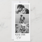 Elegante Fotostreifen-Kalligrafie mit QR-Code Save The Date (Vorderseite)