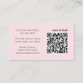 Elegante Fototypografie Rosafarbenes QR-Code Make- Visitenkarte (Rückseite)