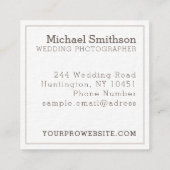 Elegante Fotovorlage Moderne Hochzeitsfotografen Quadratische Visitenkarte (Rückseite)