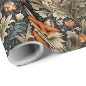 Elegante Foxes William Morris Inspiriert Muster Geschenkpapier (Rolleneckpunkt)