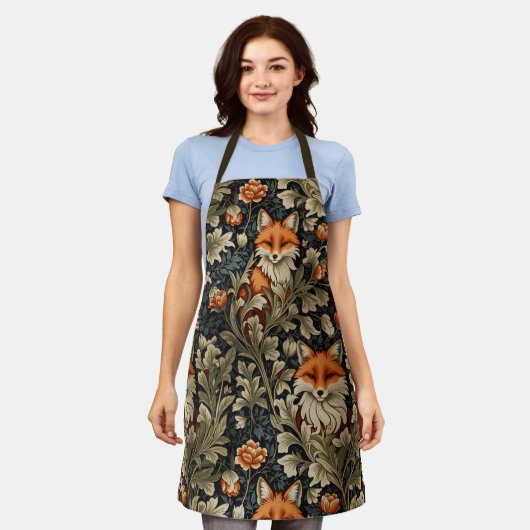 Elegante Foxes William Morris Inspiriert Muster Schürze (Getragen)