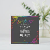 Elegante Frame-farbige Save the Date-Karte Date (Stehend Vorderseite)