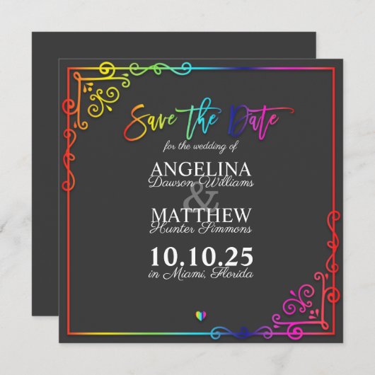 Elegante Frame-farbige Save the Date-Karte Save The Date (Vorne/Hinten)
