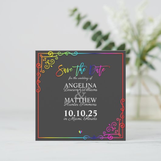 Elegante Frame-farbige Save the Date-Karte Save The Date (Stehend Vorderseite)