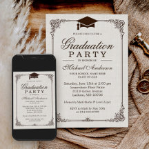 Elegante Frame Ivory Linen Graduation Party