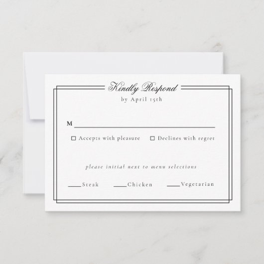 Elegante Frame Monogram Wedding Response Card RSVP Karte (Vorderseite)