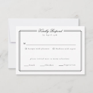 Elegante Frame Monogram Wedding Response Card RSVP Karte