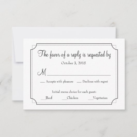 Elegante Frame Response Card mit Menüauswahl RSVP Karte (Vorderseite)