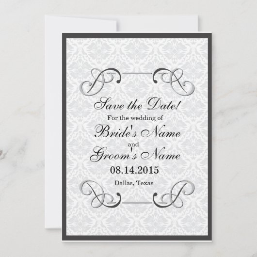 Elegante Frame - Schwarzweiß-Save the Date-Karte Save The Date (Vorderseite)
