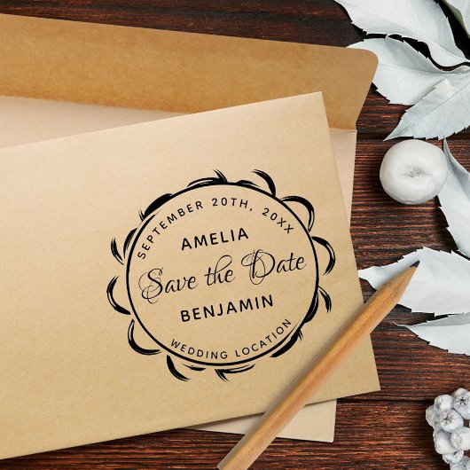 Elegante Frame Typografy Wedding Save the Date Gummistempel