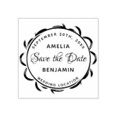 Elegante Frame Typografy Wedding Save the Date Gummistempel (Prägung)
