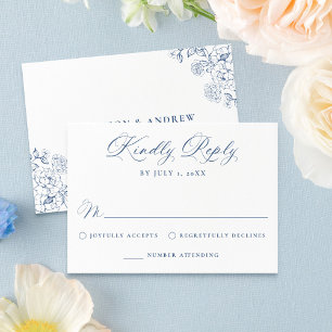 Elegante französisch blaue viktorianische florale  RSVP karte