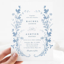 Elegante französische blaue botanische Hochzeitsei