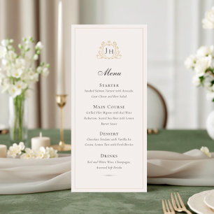 Elegante französische Château-Monogramm-Hochzeits- Menükarte