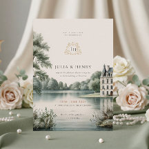 Elegante französische Château-Monogramm-Hochzeitse