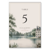 Elegante französische Château-Monogramm-Hochzeitst Tischnummer (Vorderseite)