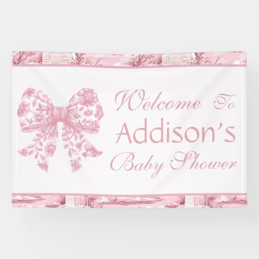 Elegante französische Coquette Pink Babydusche Banner (Horizontal)
