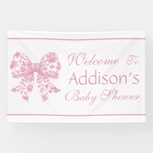Elegante französische Coquette Pink Babydusche Banner (Horizontal)
