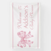 Elegante französische Coquette Pink Babydusche Banner (Vertikal)