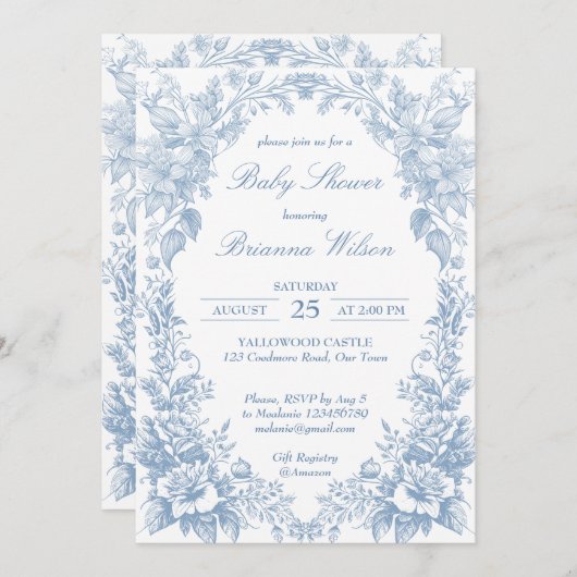 Elegante französische Dusche in der Toilchinoiseri Einladung (Vorne/Hinten)