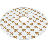 Elegante französische GoldLilien-Symbole Polyester Weihnachtsbaumdecke (Schrägansicht)