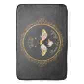 Elegante französische Königin Bee Pink Roses Gray  Badematte (Vorderseite Vertikal)