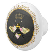 Elegante französische Königin Bee Pink Roses Gray  Keramikknauf (Rechts)