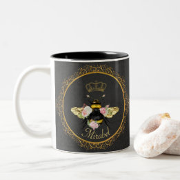 Elegante französische Königin Biene rosa Rosen gra Zweifarbige Tasse