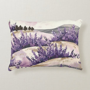 Elegante französische Landschaft Hübsche Lavendelf Dekokissen