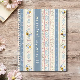 Elegante französische Landstreifen Chic Blau & Wei Notizblock