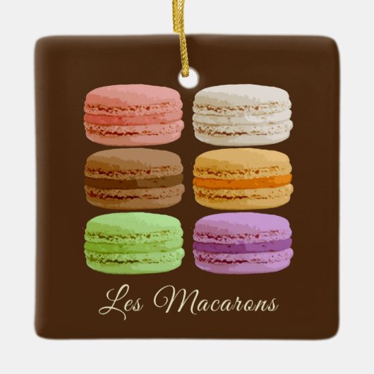 Elegante französische Macarons - Assoziierte Arome Keramikornament (Vorderseite)