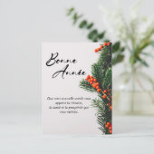 Elegante französische Neujahrswünsche Feiertagspostkarte (Stehend Vorderseite)